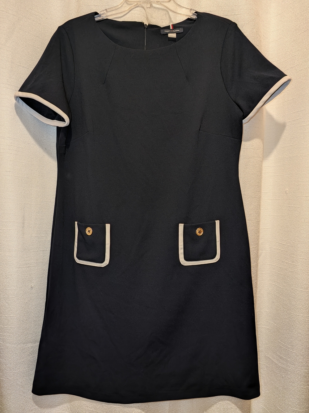 Tommy Hilfiger Navy Scuba Crepe Mini Dress with Cream Trim Nautical